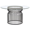 Round Dining Table Industrial Dining Table With Open Cage Base - Gunmetal