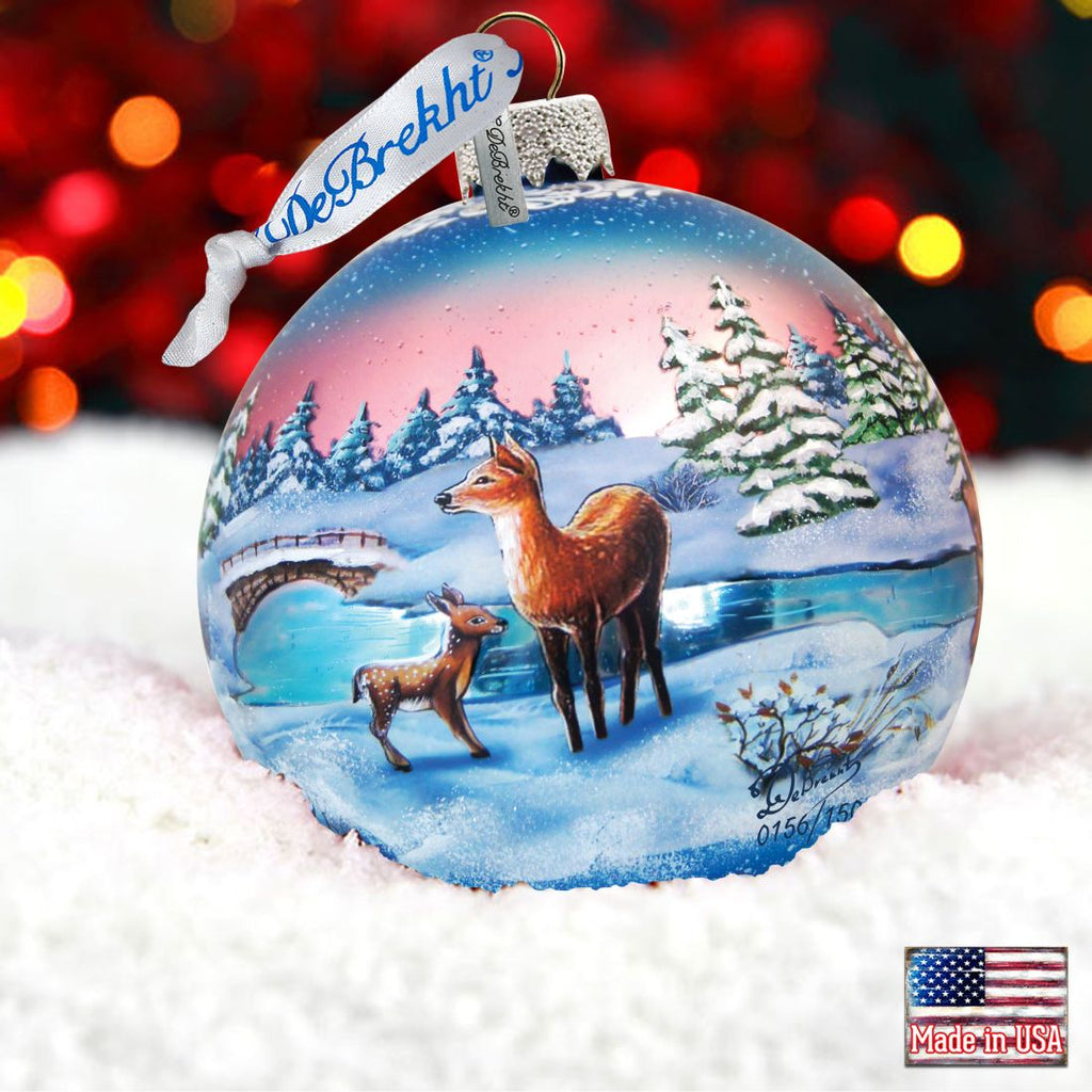 Snowy Night Ball Glass Ornament Limited Edition by G. DeBrekht - Christmas Decor - 73847