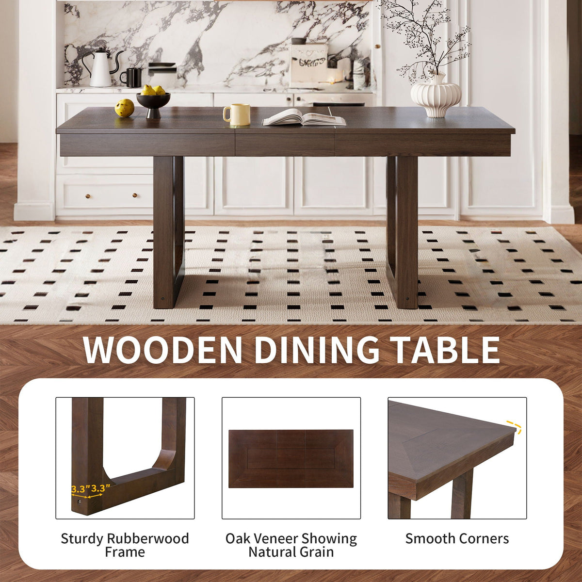 Extendable Dining Set, Farmhouse Extendable Table With Upholstered Chairs