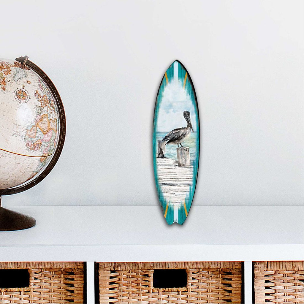 Pelican Surfboard Coastal Outdoor Décor Large Ornament by G. DeBrekht - Coastal Holiday Décor - 8490107MS