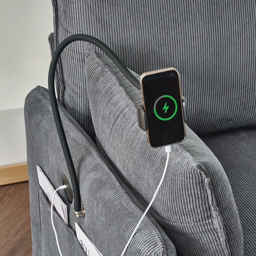 Comfy Oversized Chaise Lounge Chair With Ottoman And Storage
