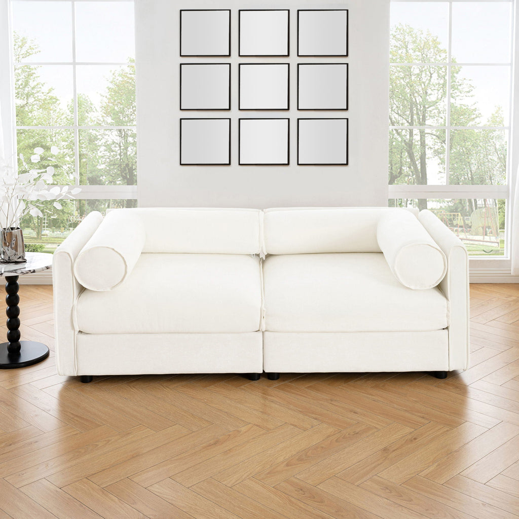 Stylish Sofa With Storage Seat And Cylindrical Backrest