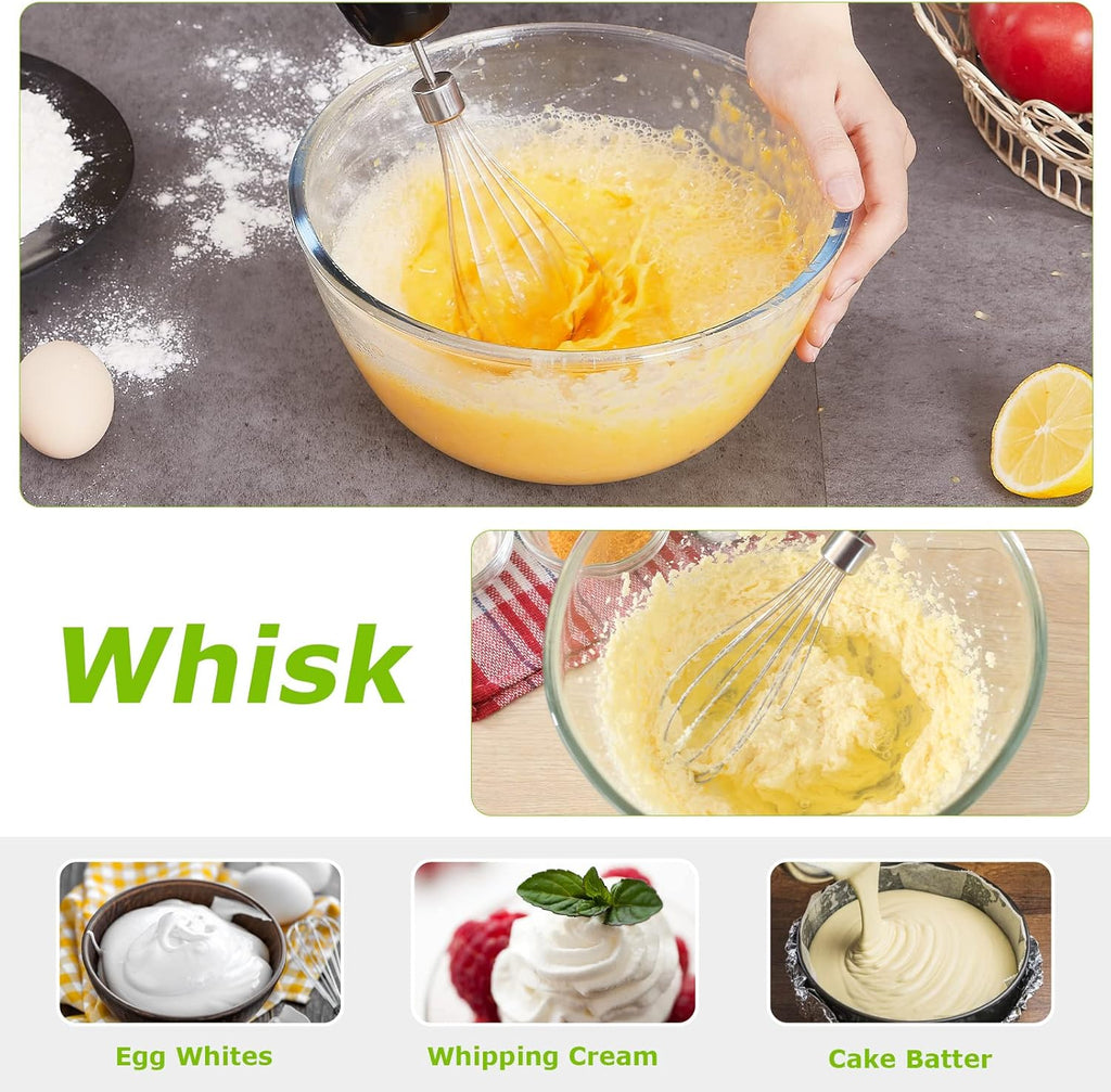 Powerful 4-in-1 Immersion Blender with 20 Speeds, Turbo Function, and Stainless Steel Attachments for Effortless Mixing, Chopping, and Whisking