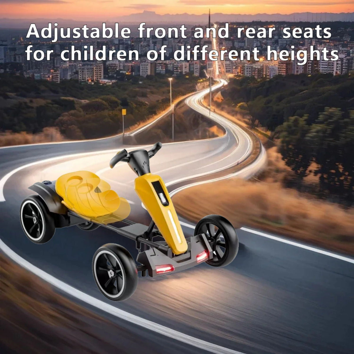 Electric Kids Pedal Go Kart With Adjustable Seat, Foldable Design