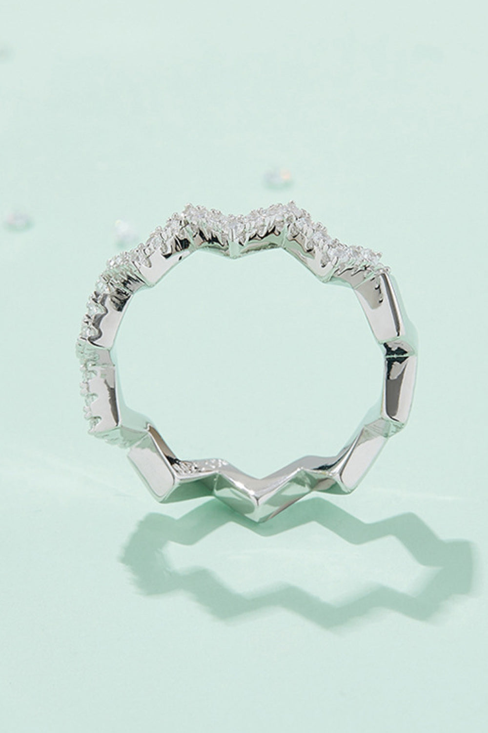 Sparkala™ Wavy Band Ring (Platinum Over Pure Sterling Silver)