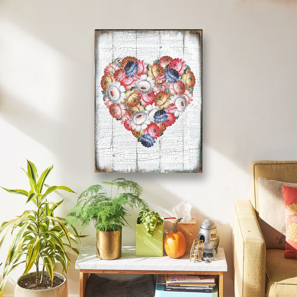 Floral Composition Rustic Wooden Wall Art by G. DeBrekht - Love Family Kids Décor - 85103B
