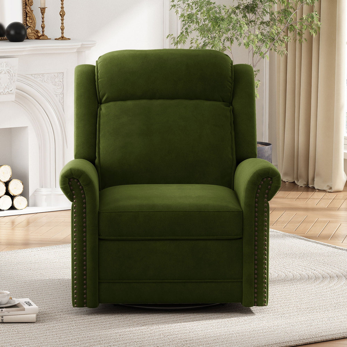 360 Degrees Swivel Manual Rocking Recliner with Adjustable Backrest