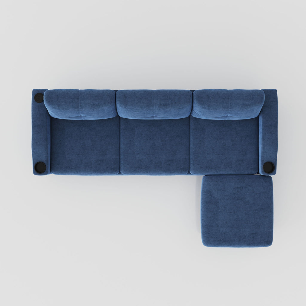 3 Seater Convertible Combination L Shaped Sofa With Footstools With Storage