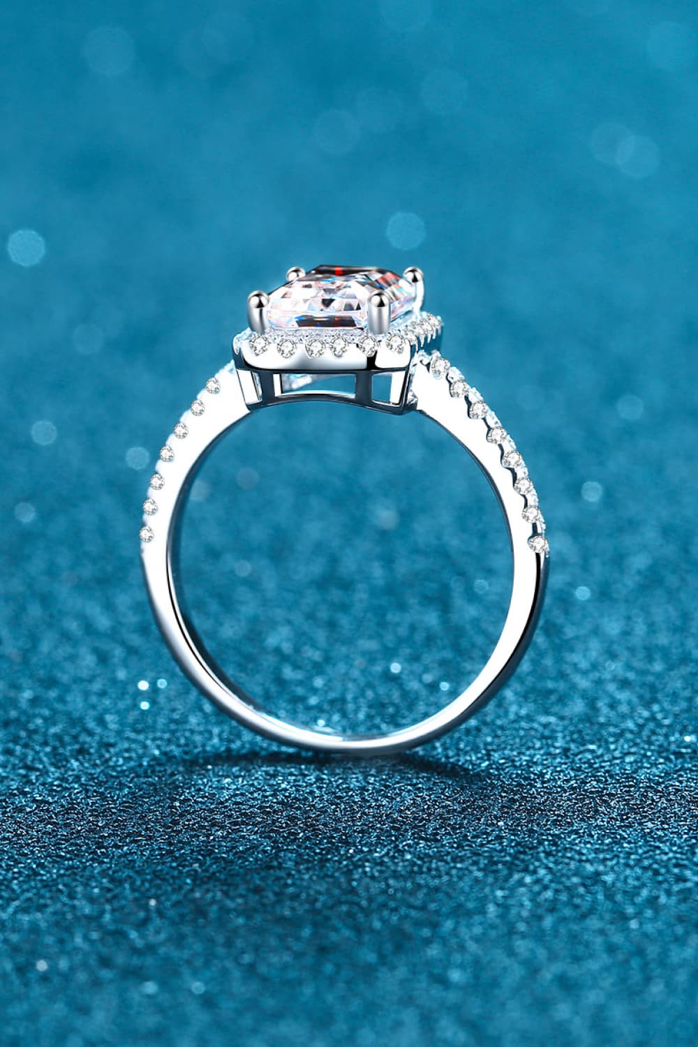 2 Carat Radiant-Cut Sparkala™ 925 Rhodium Over Sterling Silver Halo Ring