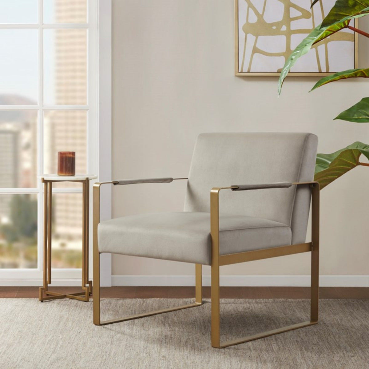 Jayco - Accent Chair With Metal Arms - Beige