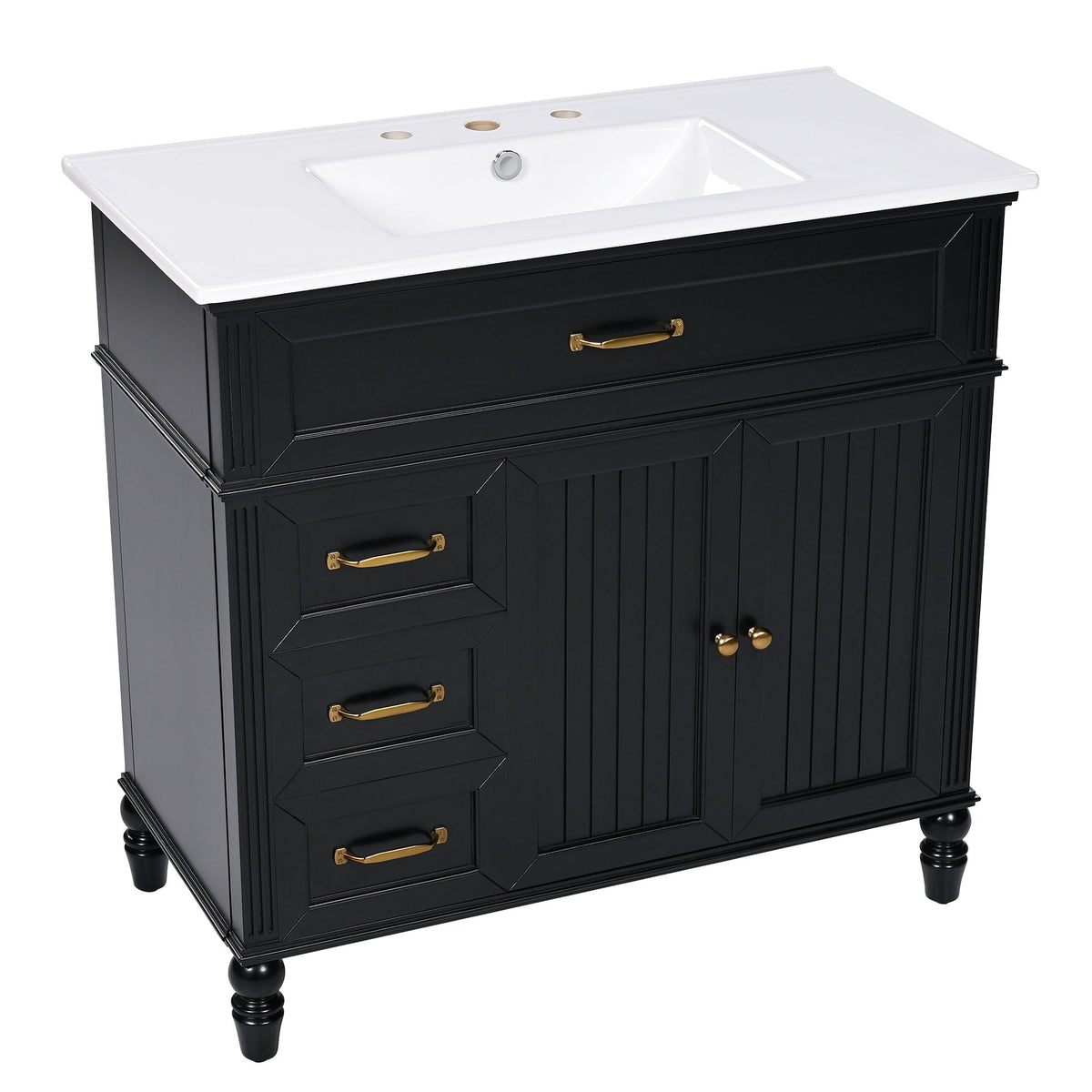 Bathroom Vanity With Sink, Freestanding Cabinet & Drawers
