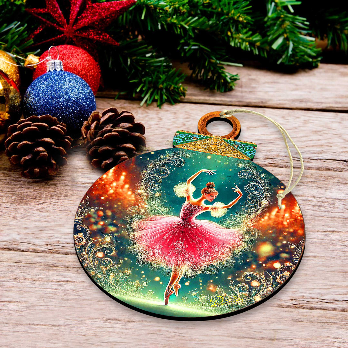 The Enchanted Nutcracker Suite Eco Wood Ornaments Set of 12 by G. DeBrekht - Christmas Décor - 8610103-S12