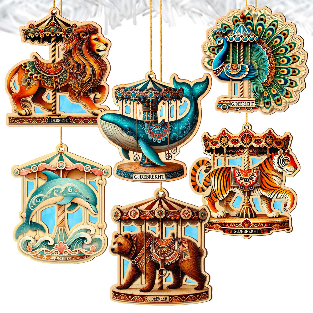 Carousel Animals Christmas Ornaments Set of 12 by G. DeBrekht - Christmas Décor - 8610104-S12