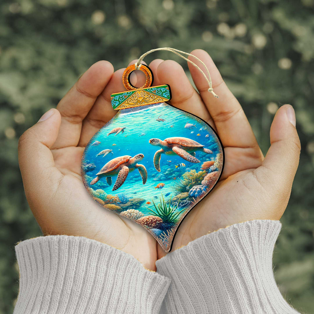 Ocean & Marine Life Eco Wood Christmas Ornaments Set of 12 – Handcrafted Coastal Décor by G.DeBrekht - 8610105-S12
