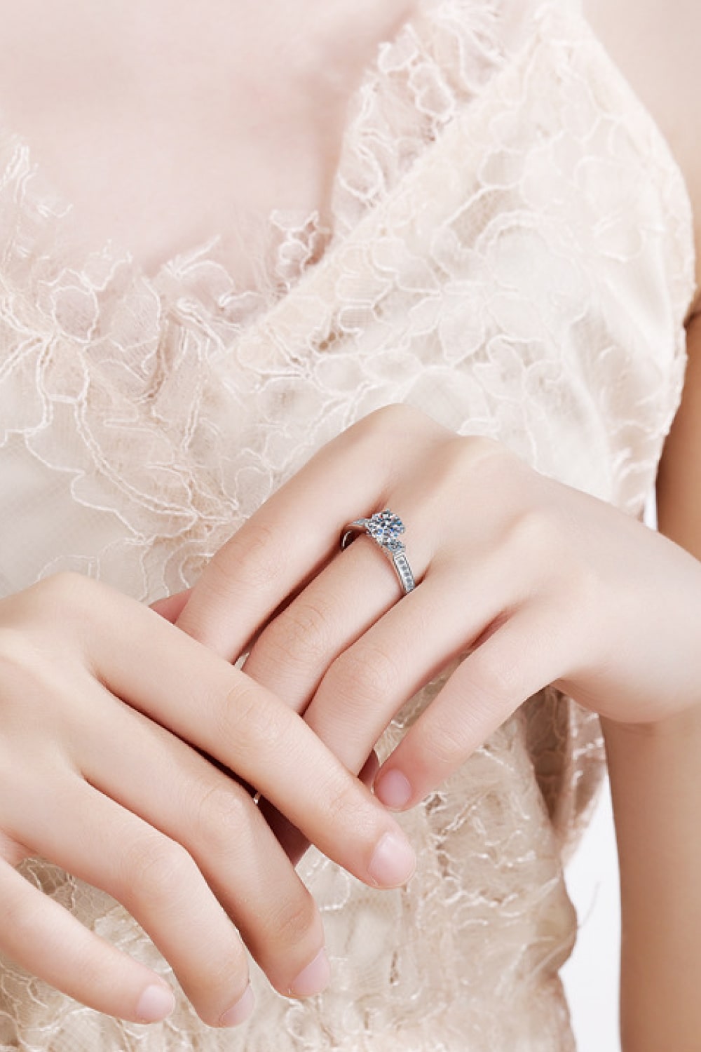 Lucky Charm Brilliant Round Cut Sparkala™ Rhodium-Plated Ring