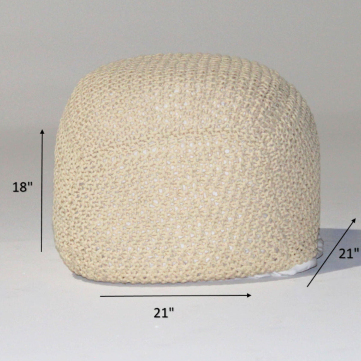 Semi Rounded Pouf, Cable Knitted, Perfect Seating