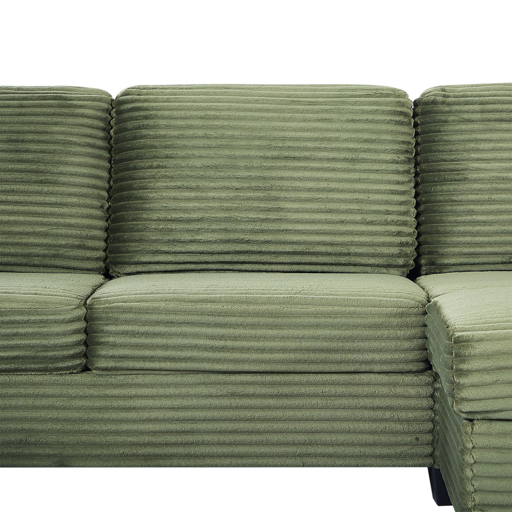 Upholstered U-Shaped Sectional Sofa With Movable Ottoman And Side Storage Pockets