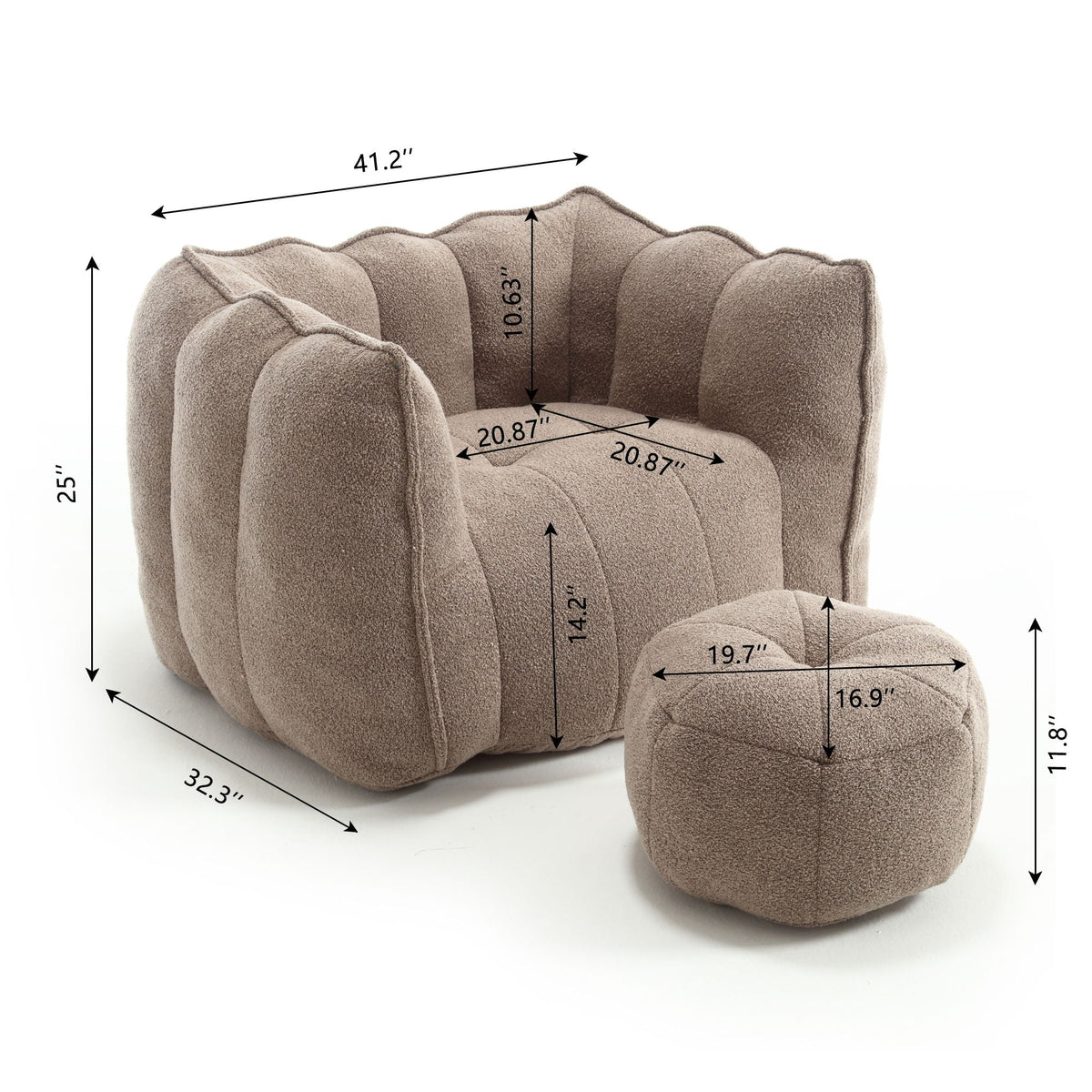 Soft Bean Bag Chair With High Resilient Foam