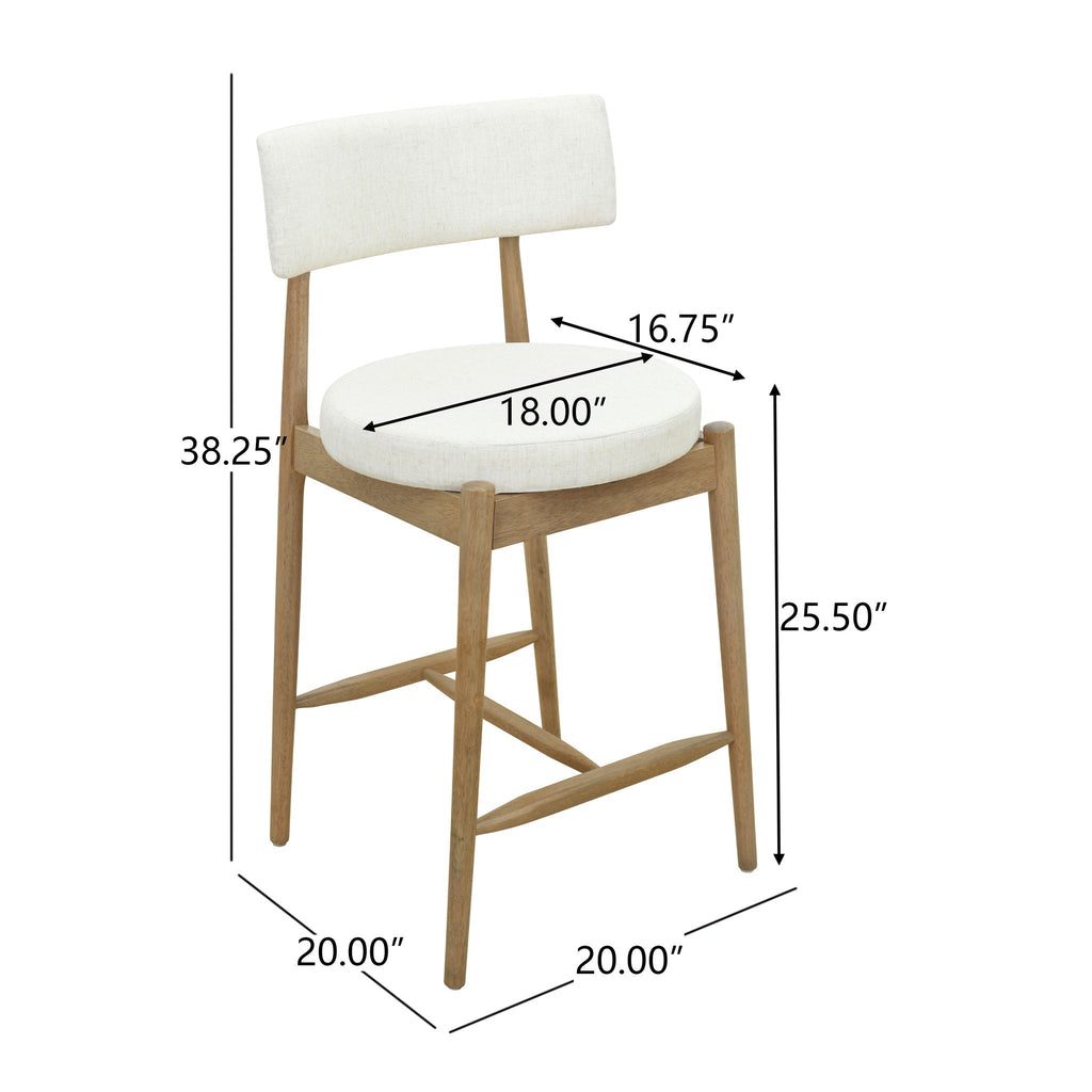 Mid Century Modern Counter Stools, Fabric Upholstered Chairs