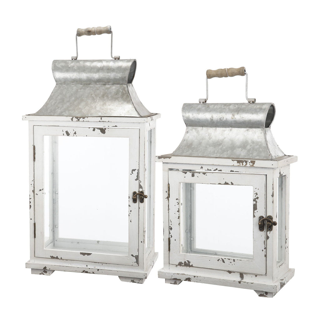 Wooden Candle Lantern Decorative Set of Two for Indoor and Outdoor Use