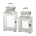 Wooden Candle Lantern Decorative Set of Two for Indoor and Outdoor Use