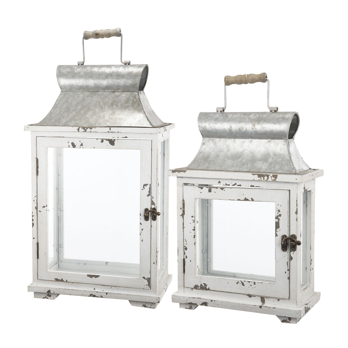 Wooden Candle Lantern Decorative Set of Two for Indoor and Outdoor Use