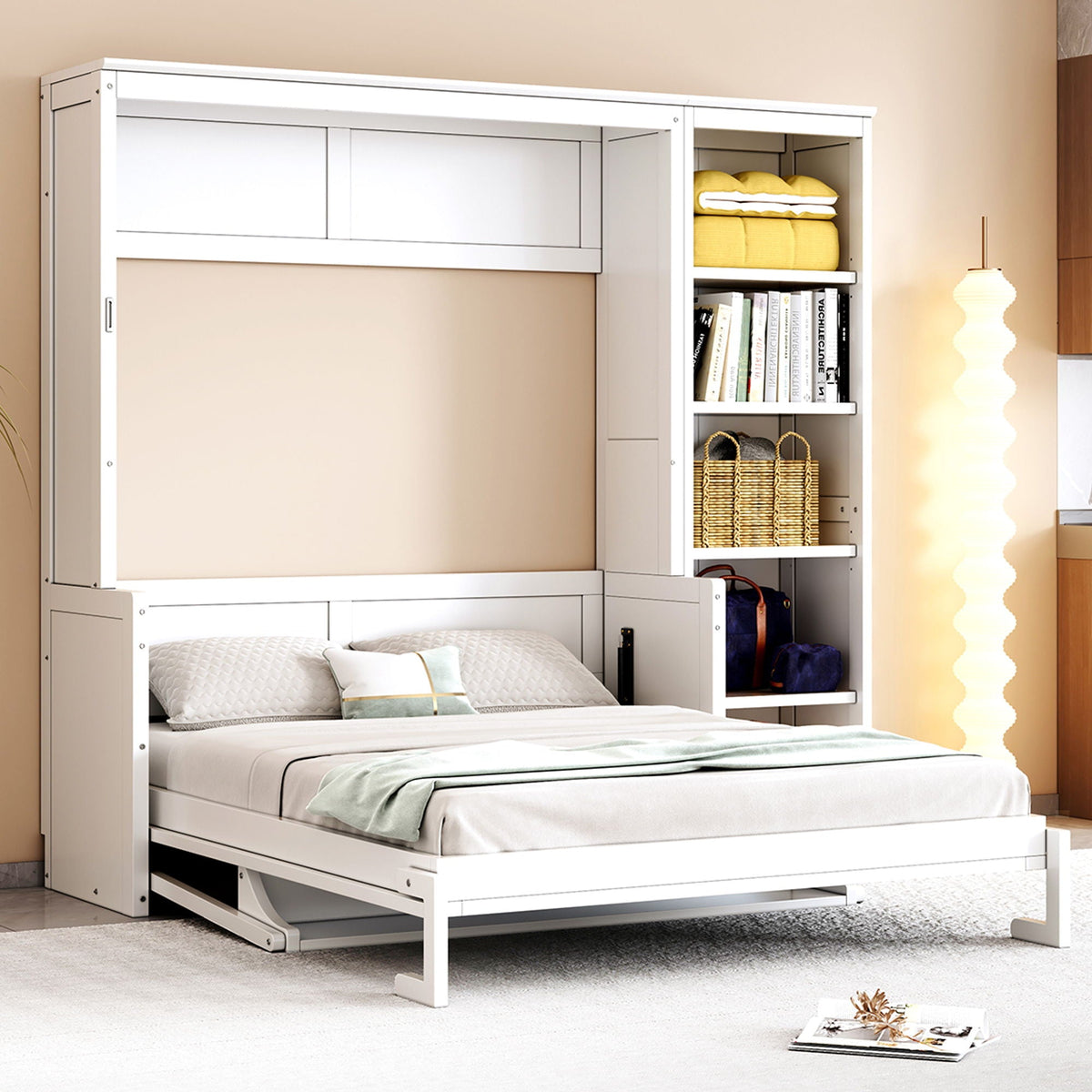 Sturdy Murphy Bed With Desk And Bookshelf