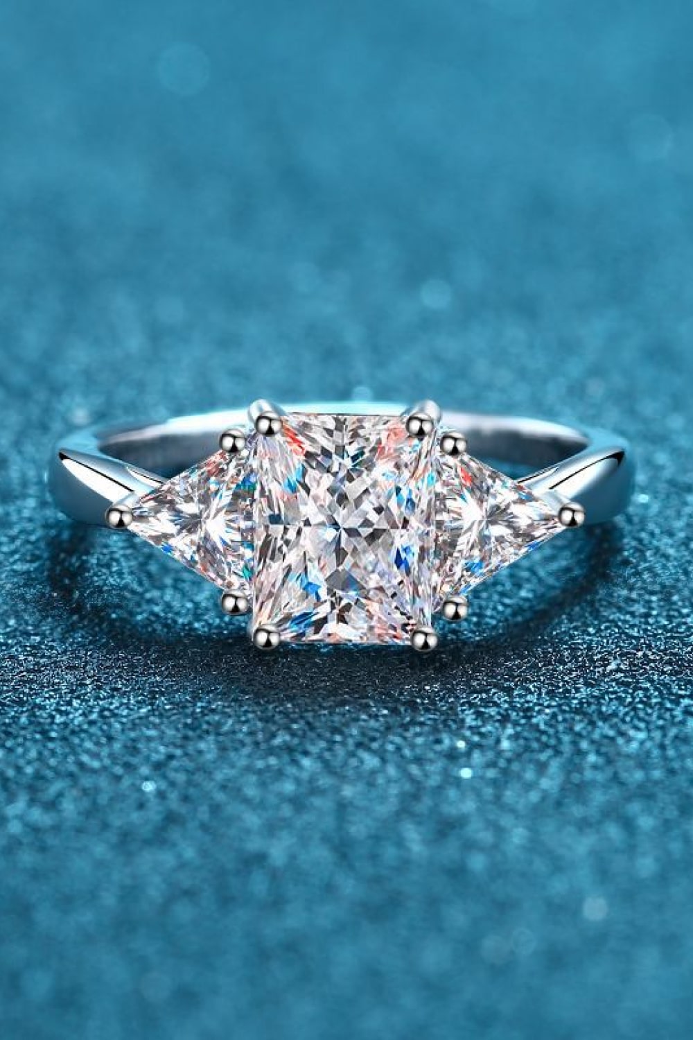 3 Carat Radiant-Cut Sparkala™ 925 Sterling Silver Rhodium-Plated Ring