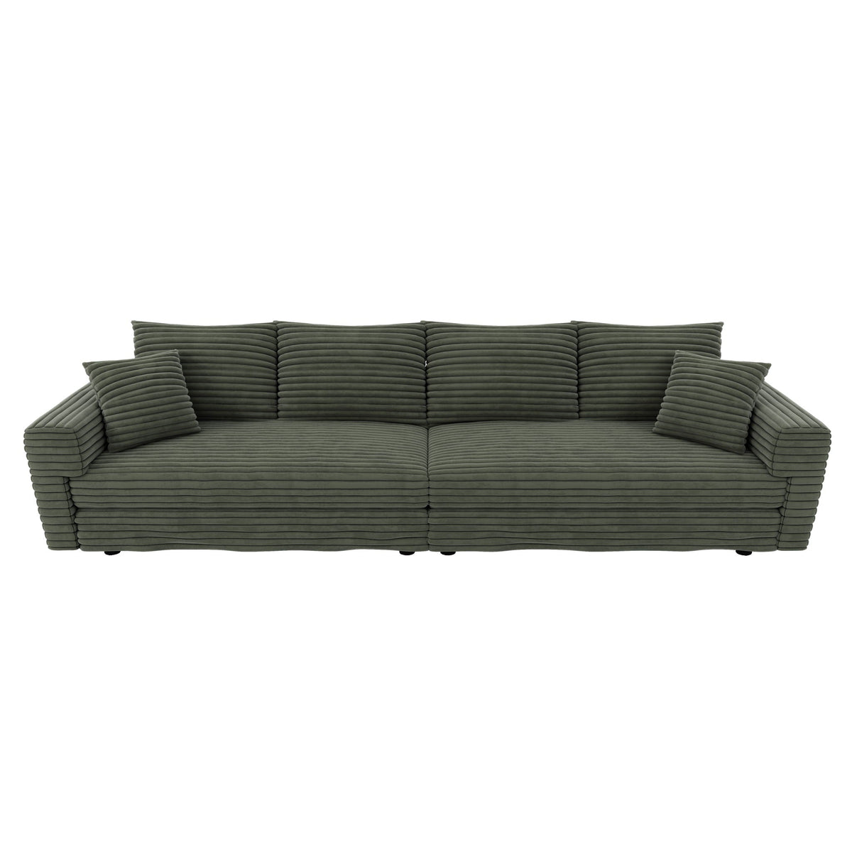 Convertible Deep Seat Sofa With Soft Pillows And Ottomans