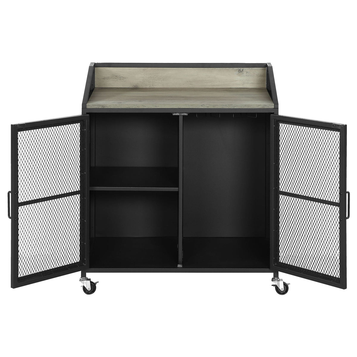Arlette - 2 Door Mobile Home Bar Wine Cabinet With Smooth Rolling Casters - Black