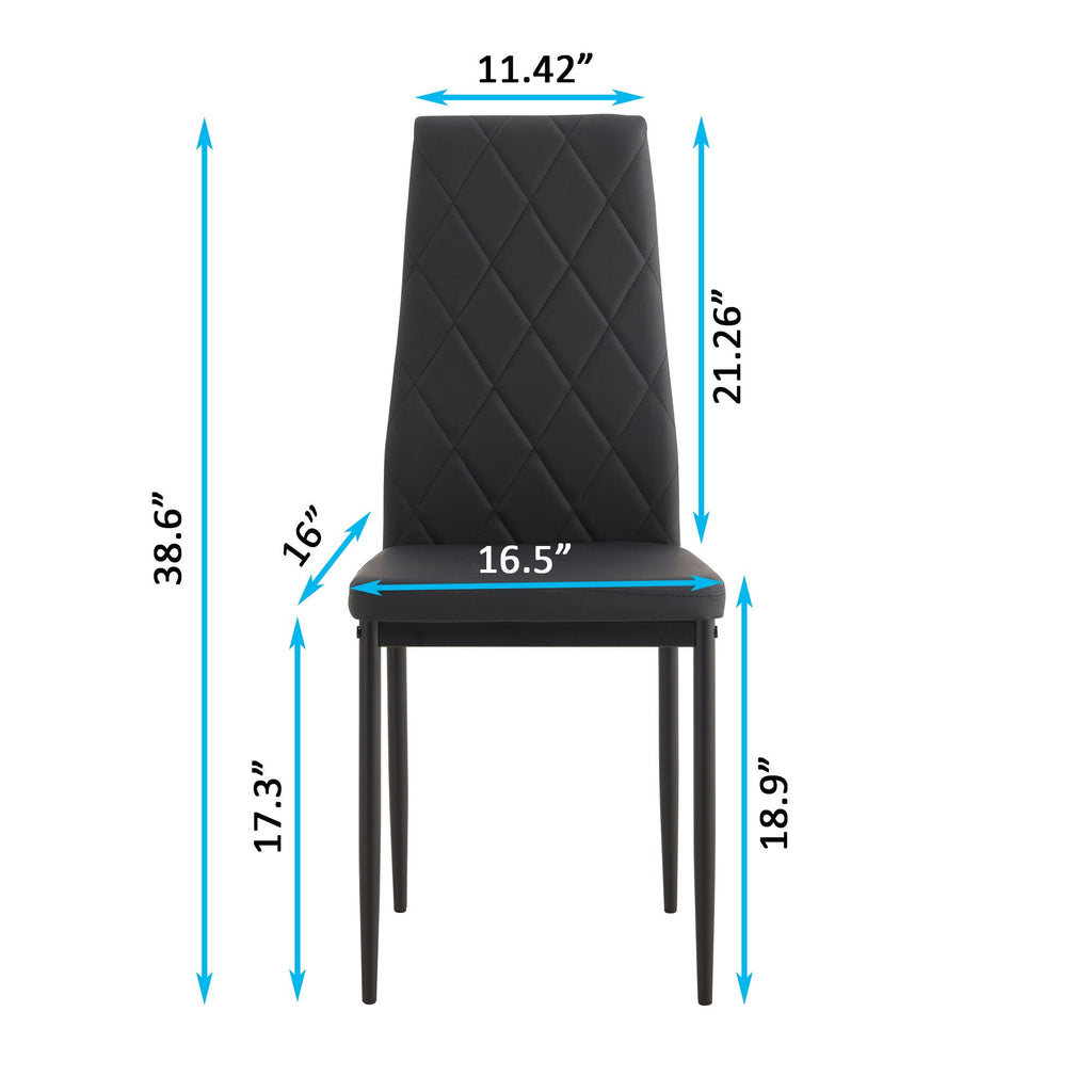 Modern 5 Piece Dining Table Set With Glass Top And Chairs - Black