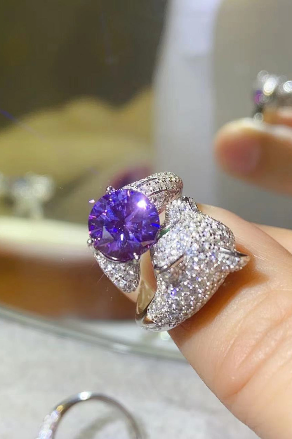 2 Carat Blue Sparkala™ Adjustable Animal Bypass Ring (Platinum Over Pure Sterling Silver)