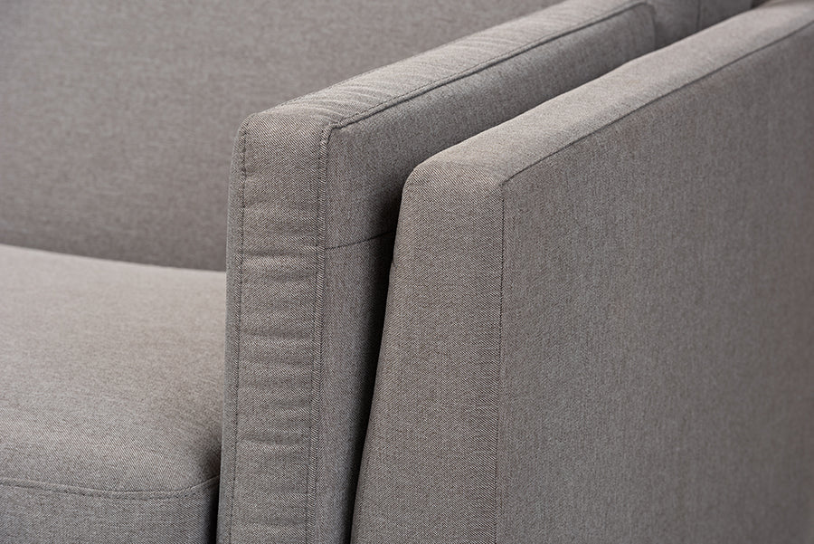 Baxton Studio Sava Mid-Century Modern Grey Fabric Upholstered Walnut Wood 2-Piece Living Room Set