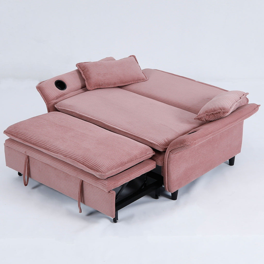 Modern Fabric Multi-Functional Sofa Bed With Adjustable Armrests And Backrests
