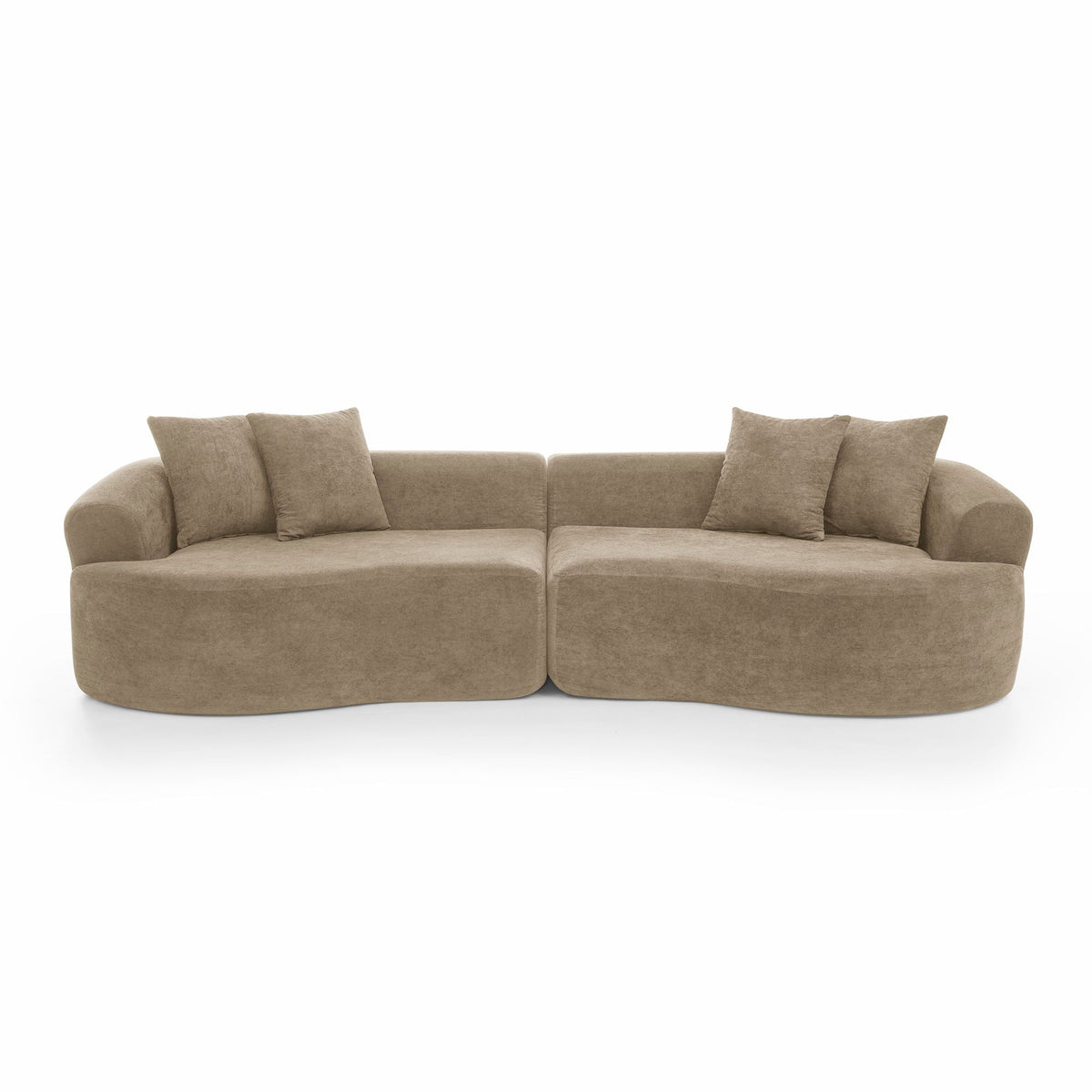 Cloud 4 Seater Sectional Curved Sofa, Minimalist Design - Light Brown