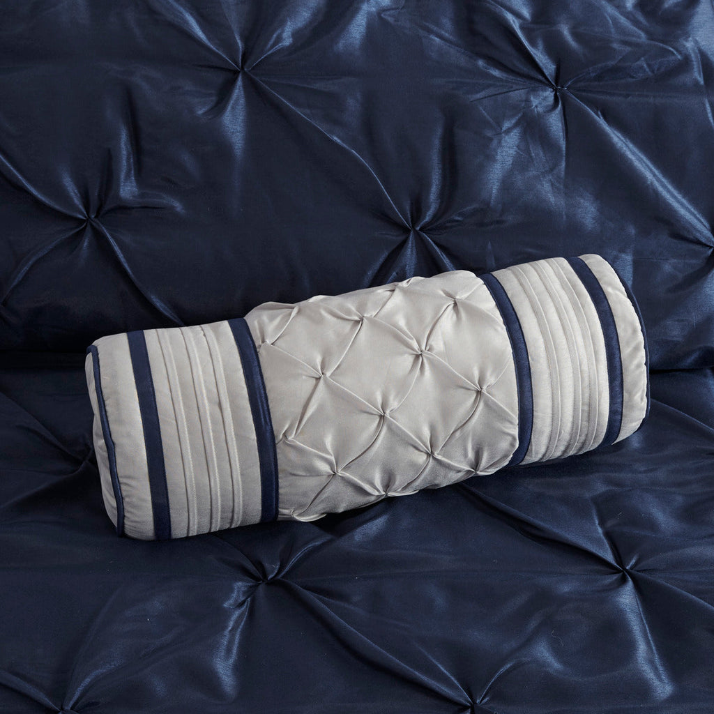 7 Piece Tufted Comforter Set Navy California King