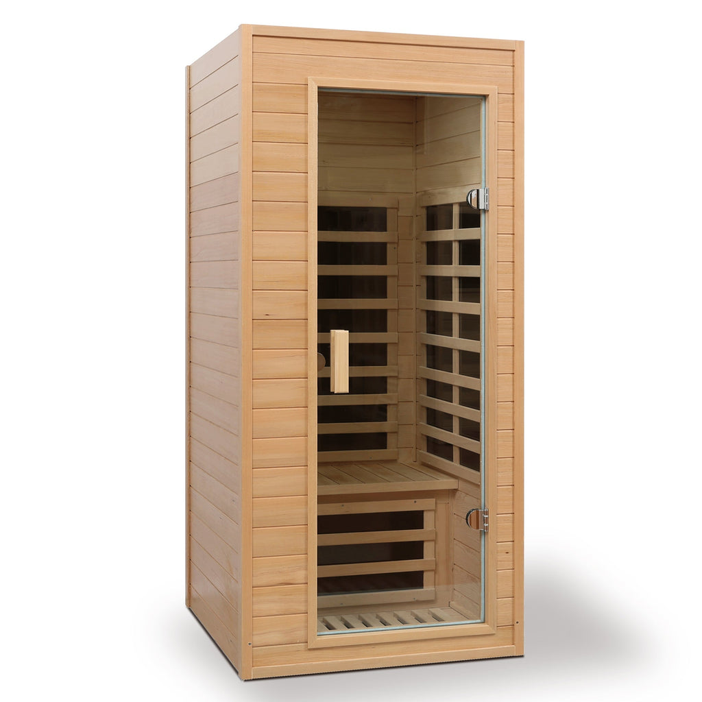 Hemlock One-person Far Infrared Roof Embedded Indoor Sauna Room Natural Hemlock 33.7x33.46x72.83 inches