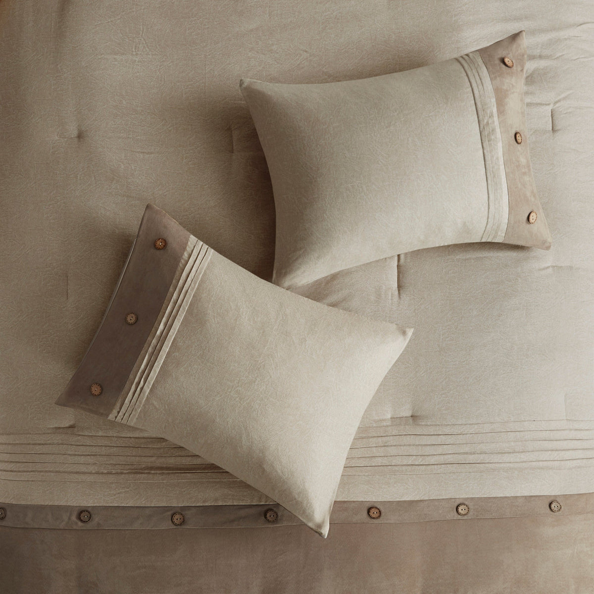 7 Piece Faux Suede Comforter Set Tan California King