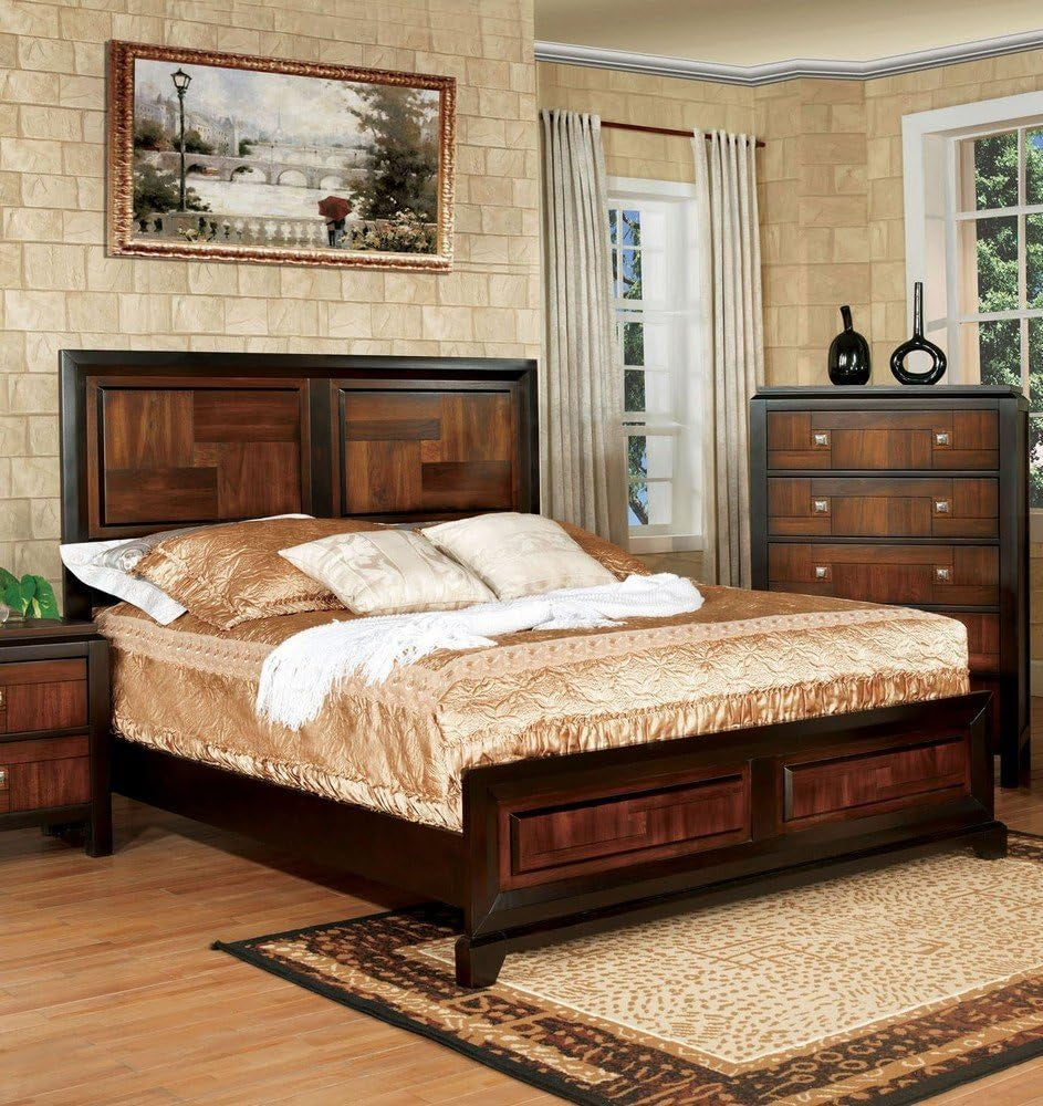 247SHOPATHOME IDF-7152EK Bed-Frames, King, Walnut