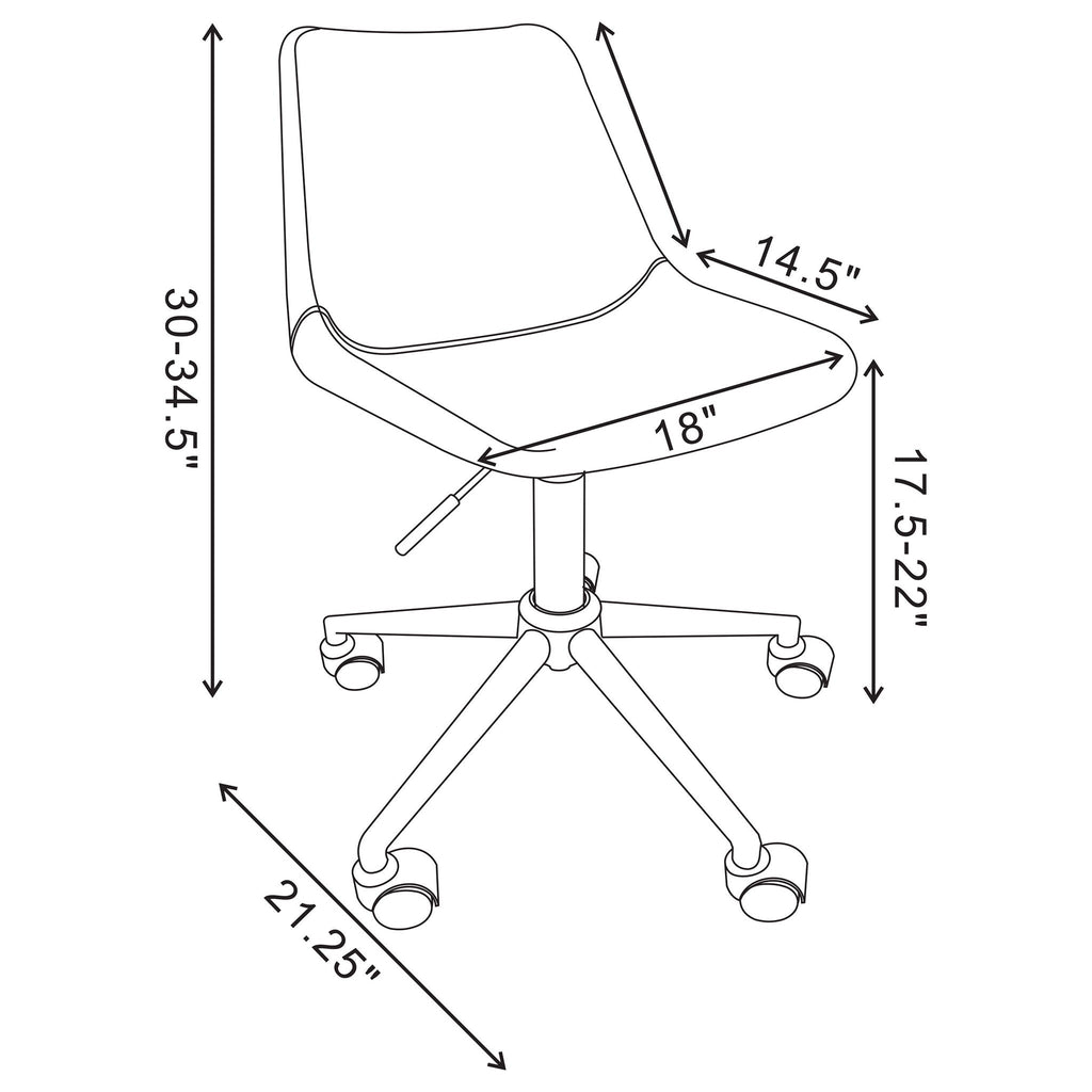 Ralston - Upholstered Adjustable Office Desk Chair With Ergonomic Design - Brown