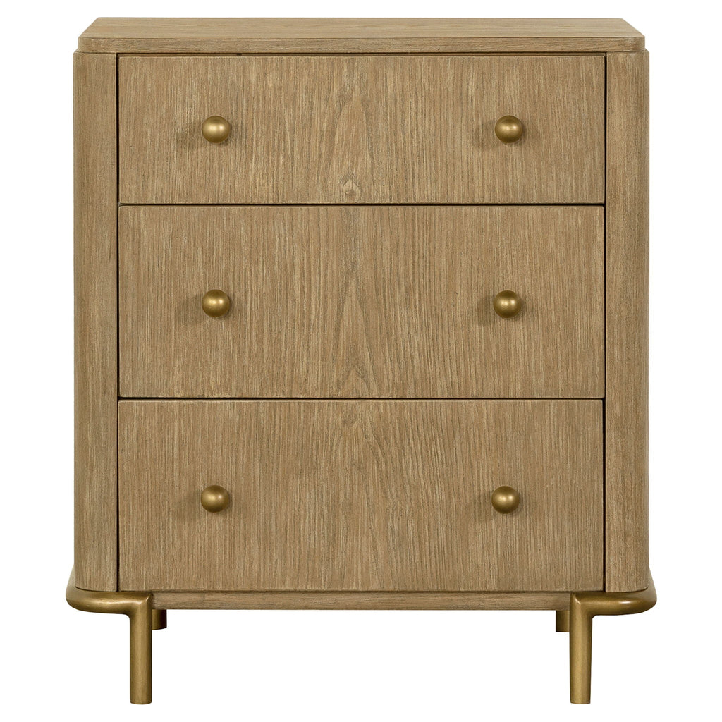 3 Drawer Nightstand With USB Ports - Brown