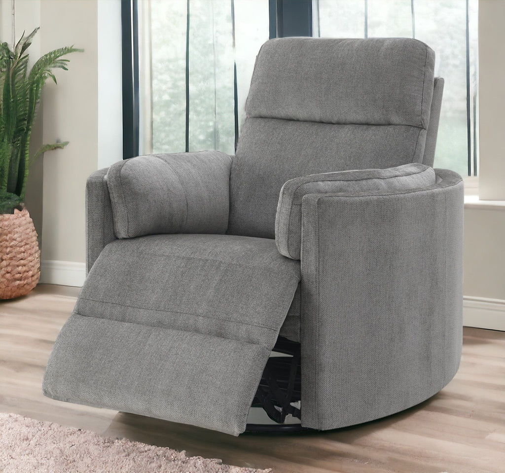 Sagen Charcoal Chenille Glider Recliner with Swivel