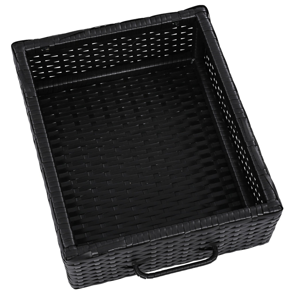 K&K 47.5"W Wicker Outdoor Storage Cabinet with Tempered Glass Top
