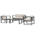 Navan 4-Piece Outdoor Chat Set - Black / Beige