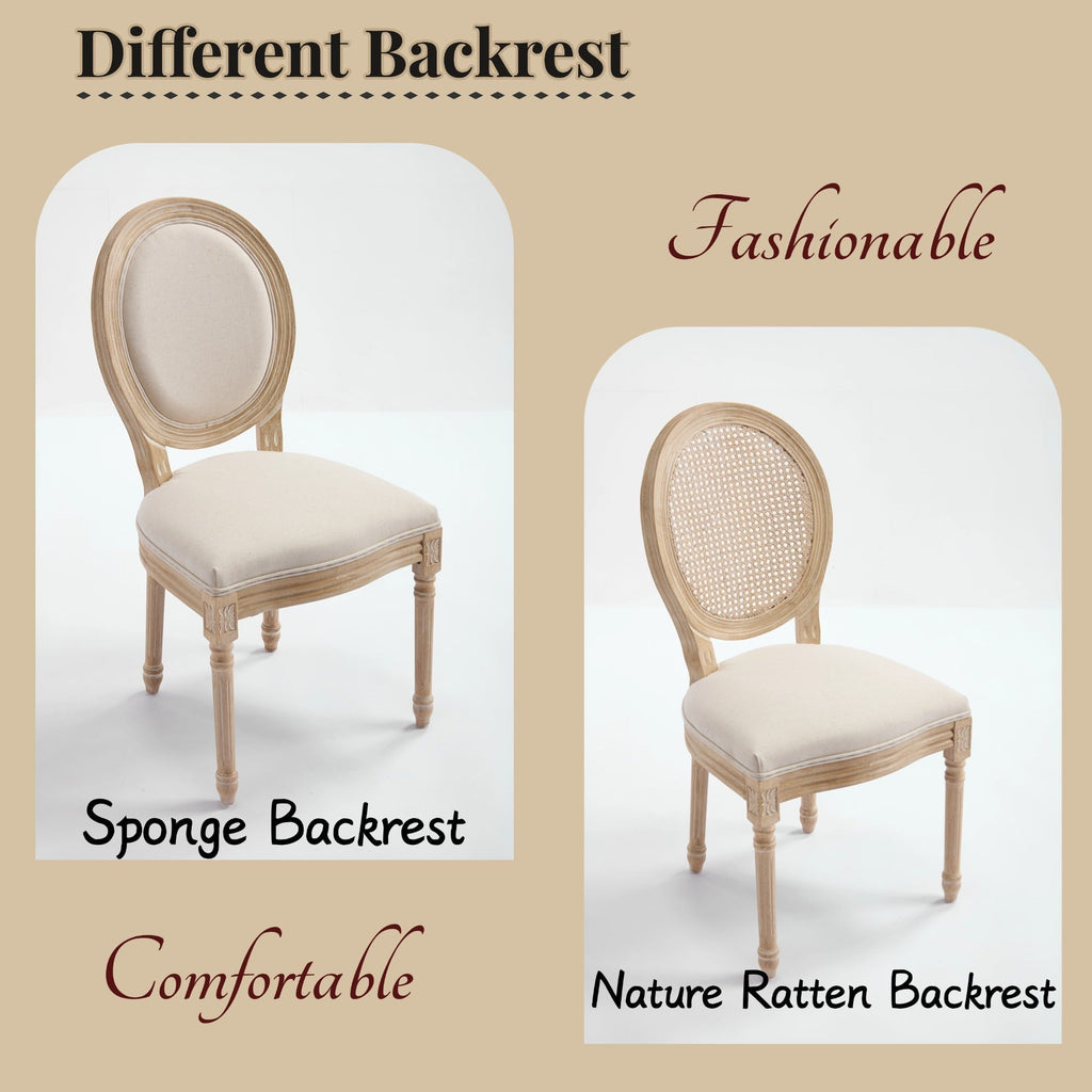 French Country Dining Chairs Set of 2 with Upholstered Round Back