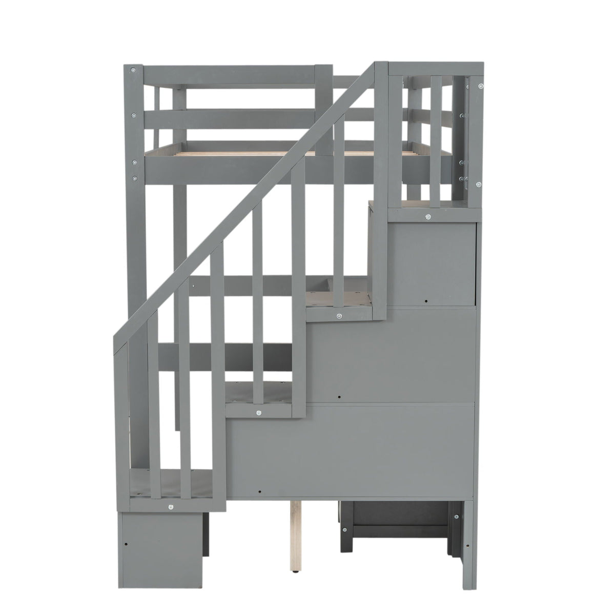 Loft Bed Frame With Built In Desk And Double Storage Drawers