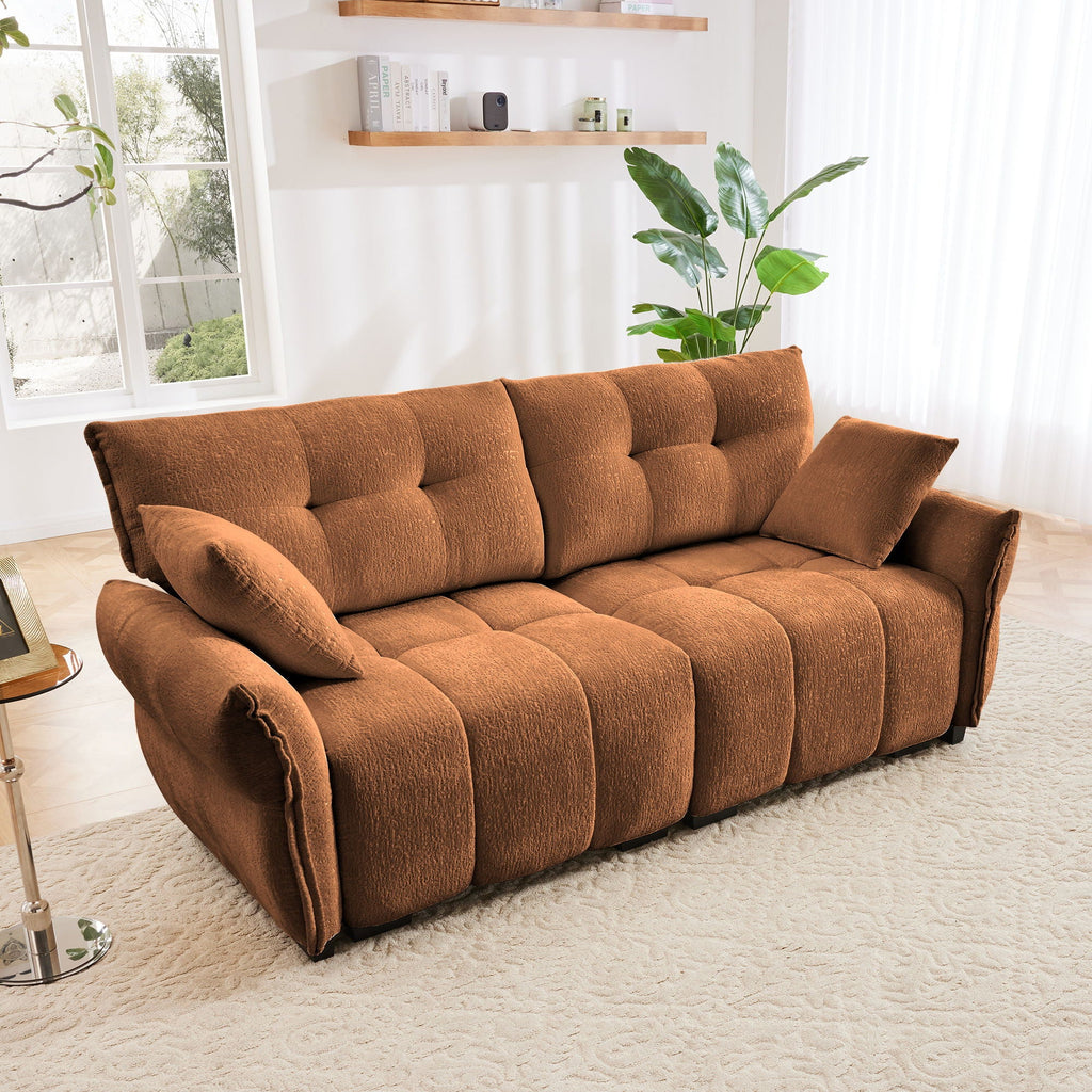 Modern Sofa & Pillows, Textured Cover, High Rebound Cushions