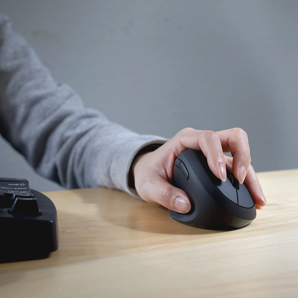 Perimice-719L, Left Handed Wireless Vertical Mouse, Portable Size for Laptops Computer, 3 Level DPI