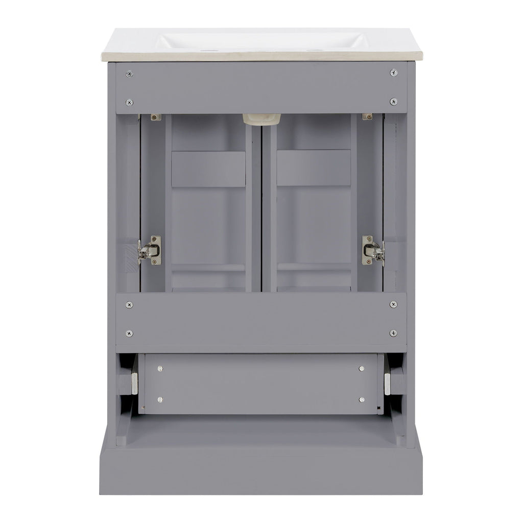 Bathroom Vanity With Sink, 1 Divided Drawer And 2 Soft Close Doors With Double Shelf