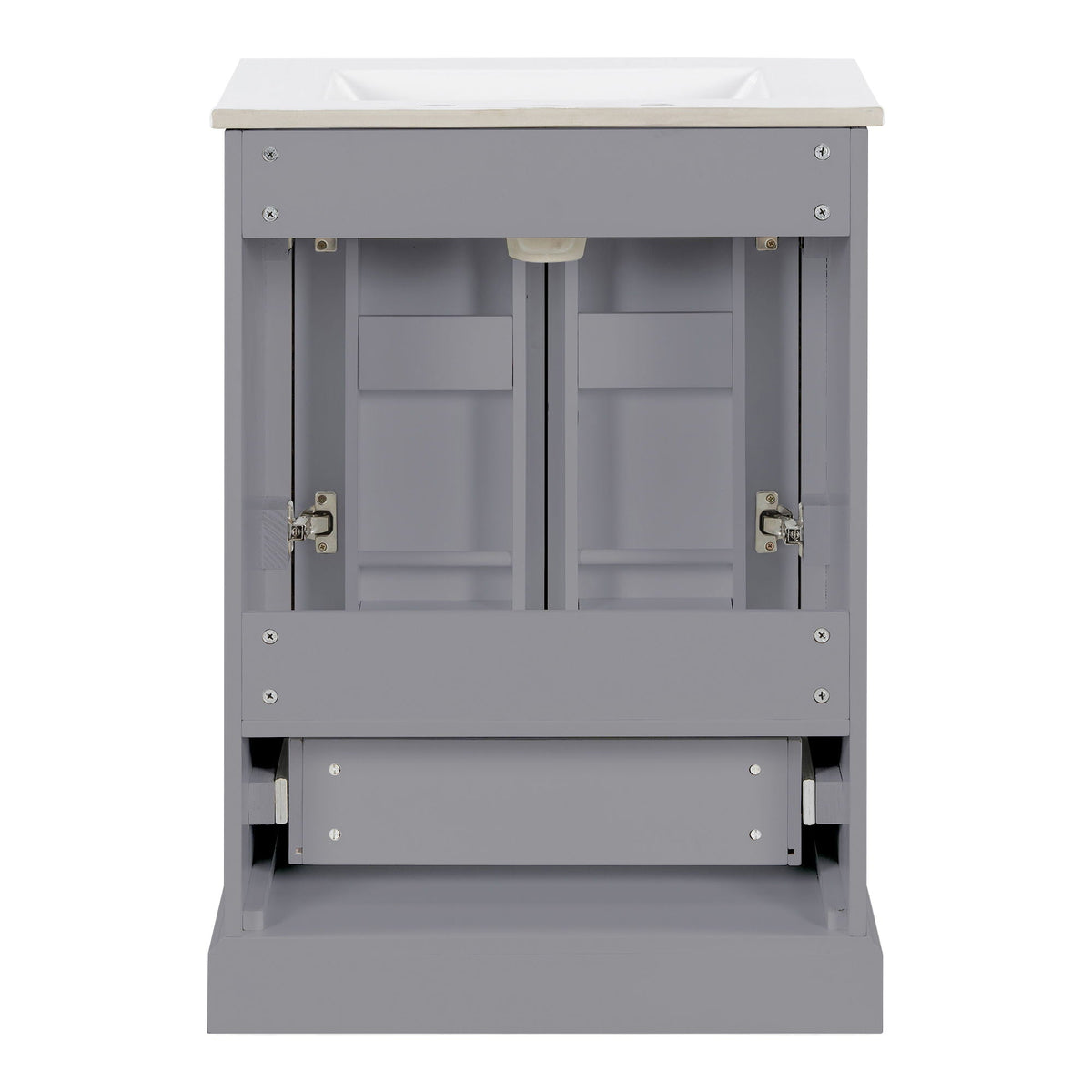 Bathroom Vanity With Sink, 1 Divided Drawer And 2 Soft Close Doors With Double Shelf
